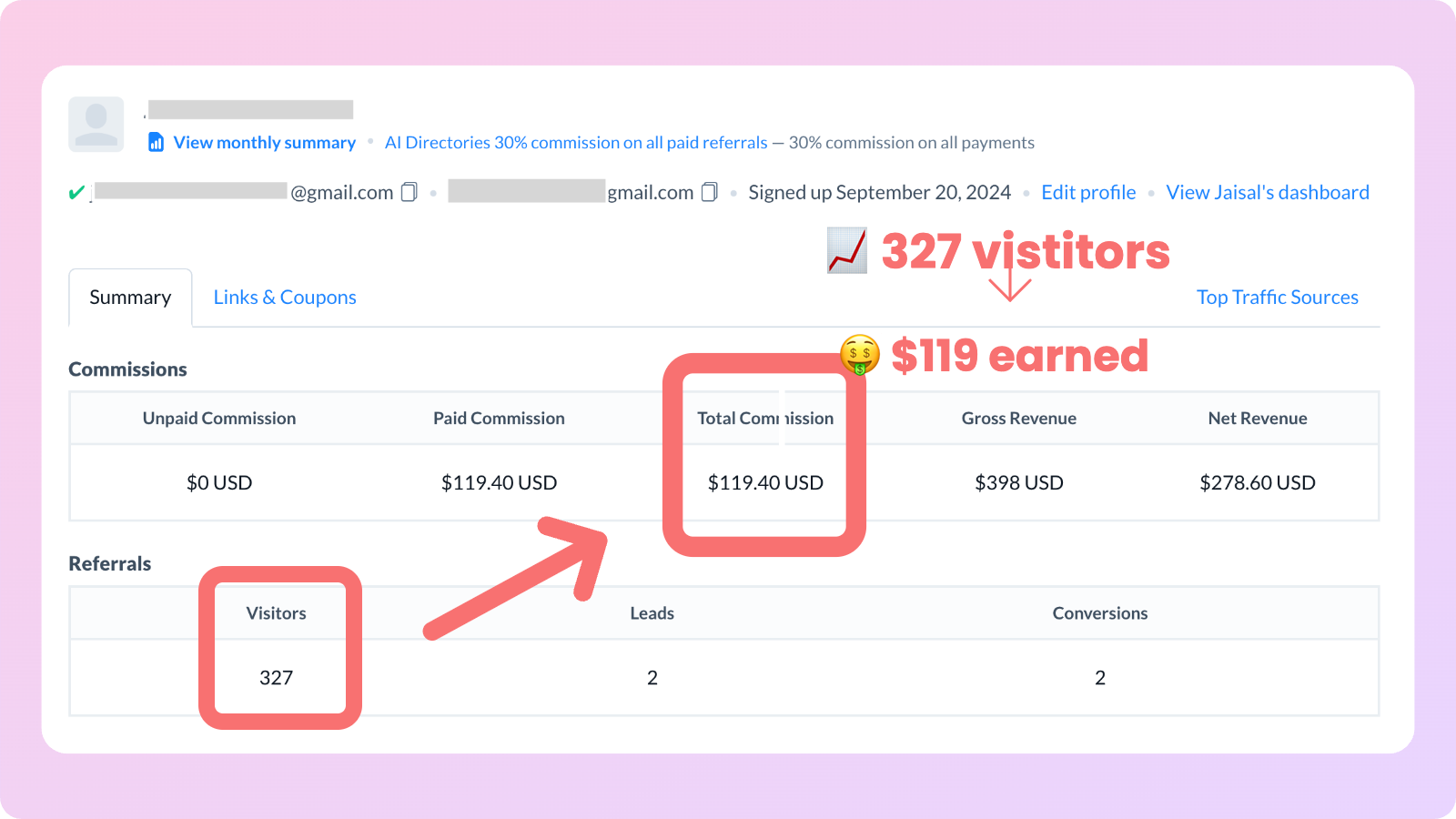 Rewardful affiliates earning